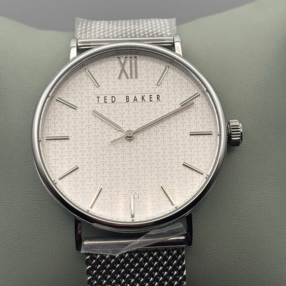 Ted Baker Phylipa BKPPGS217 Mens 43mm Silver Mesh White Dial Quartz. NIBWT - Picture 4 of 16